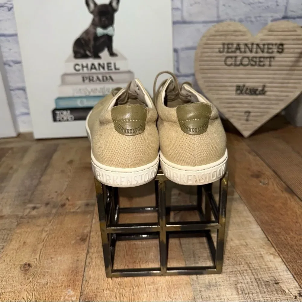 Birkenstock Arran Women’s Taupe Tan Canvas Lace Up Sneaker Size EURO 41 L 10